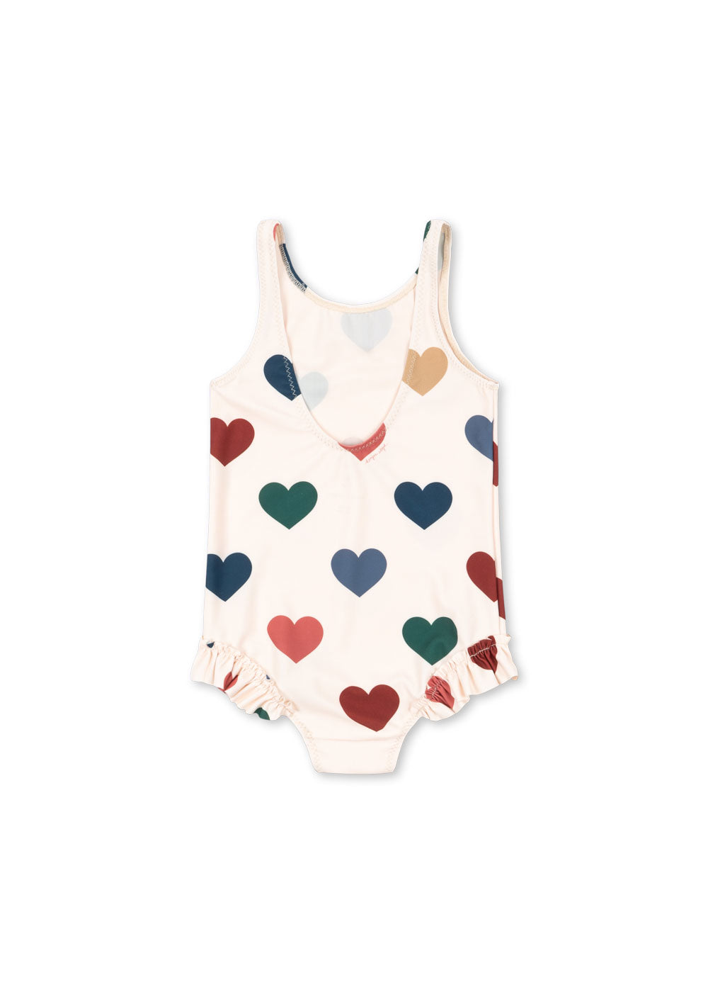 Back view of the Konges Sløjd Manuca swimsuit in Bon coeur coloré on a white background