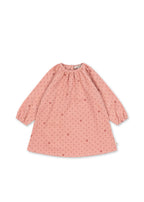 Front view of the Konges Sløjd Marlo Dress in Cherry Dot Scarlet print on a white background.