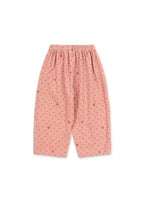 Back view of the Konges Sløjd Marlo pants in Cherry Dot Scarlet print on a white background.