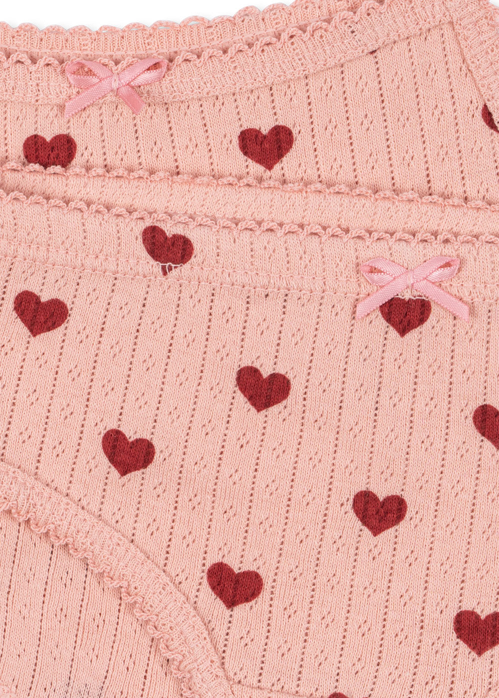 Close-up of Konges Sløjd Minnie underwear in Amour rouge fabric