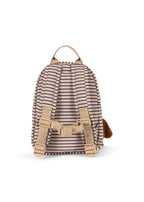 Back view of the Konges Sløjd Nohr mini backpack in Stripe la Mer on a white background.