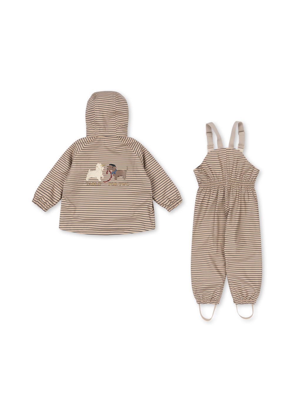Back view of the Konges Sløjd Rainy Palme Dog set in Stripe la Mer on a white background.