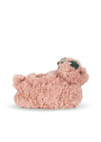 Side view of the Konges Sløjd Teddy Footies in Dusty Pink on a white background.