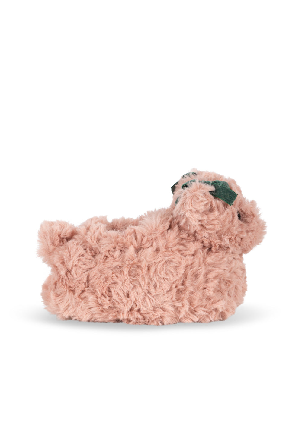 Side view of the Konges Sløjd Teddy Footies in Dusty Pink on a white background.