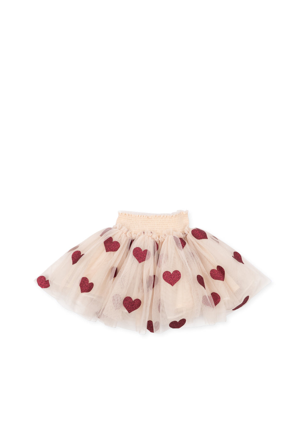 Front view of the Konges Sløjd Tullie Smock skirt in Coeur Glitter on a white background.