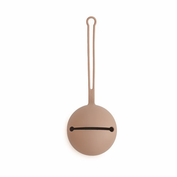 Mushie pacifier case in Natural on a white background