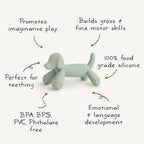 Graphic of a Mushie figurine teether in Dog