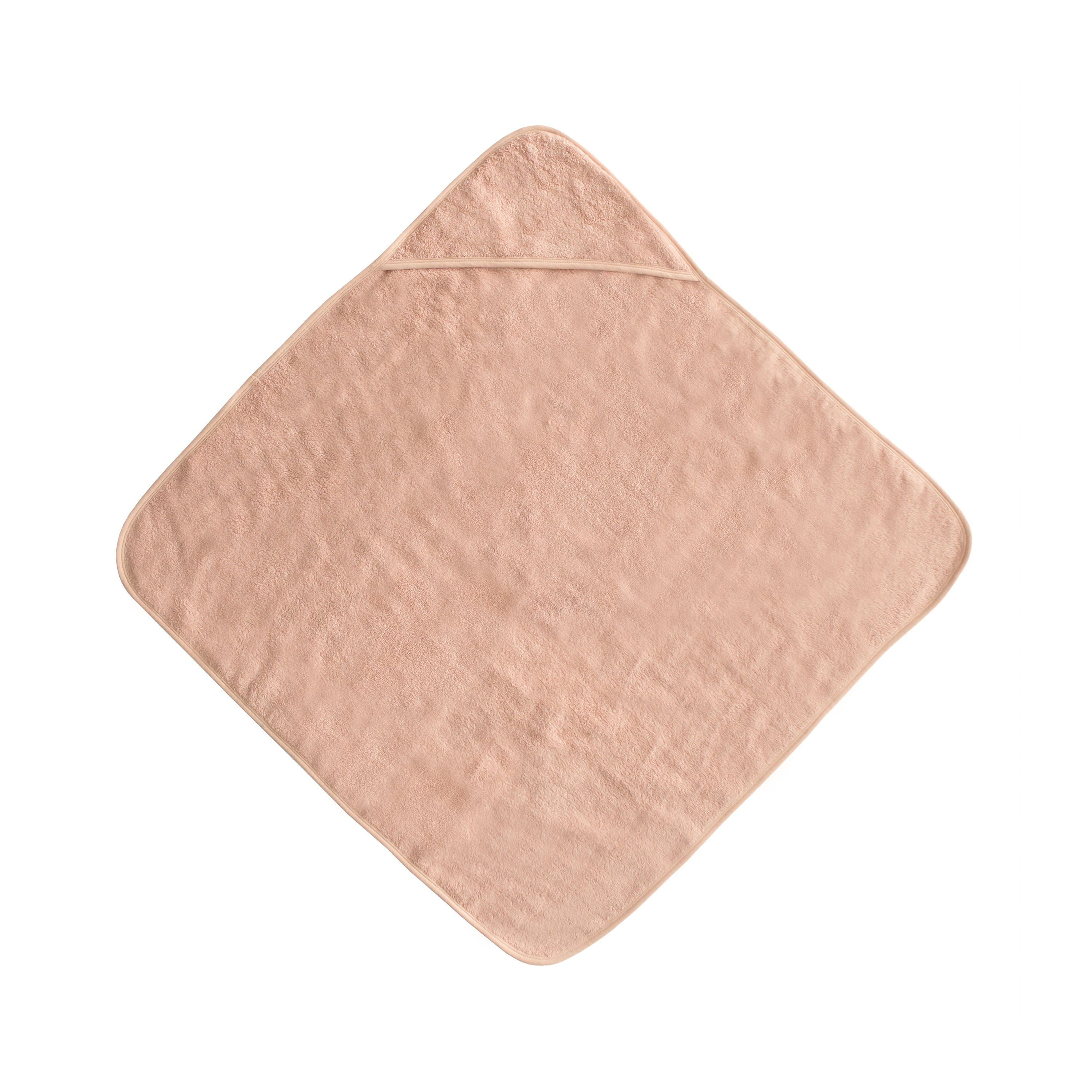 Mushie hooded towel in Blush unfolded on a white background