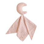 Mushie lovey blanket moon in Blush on a white background