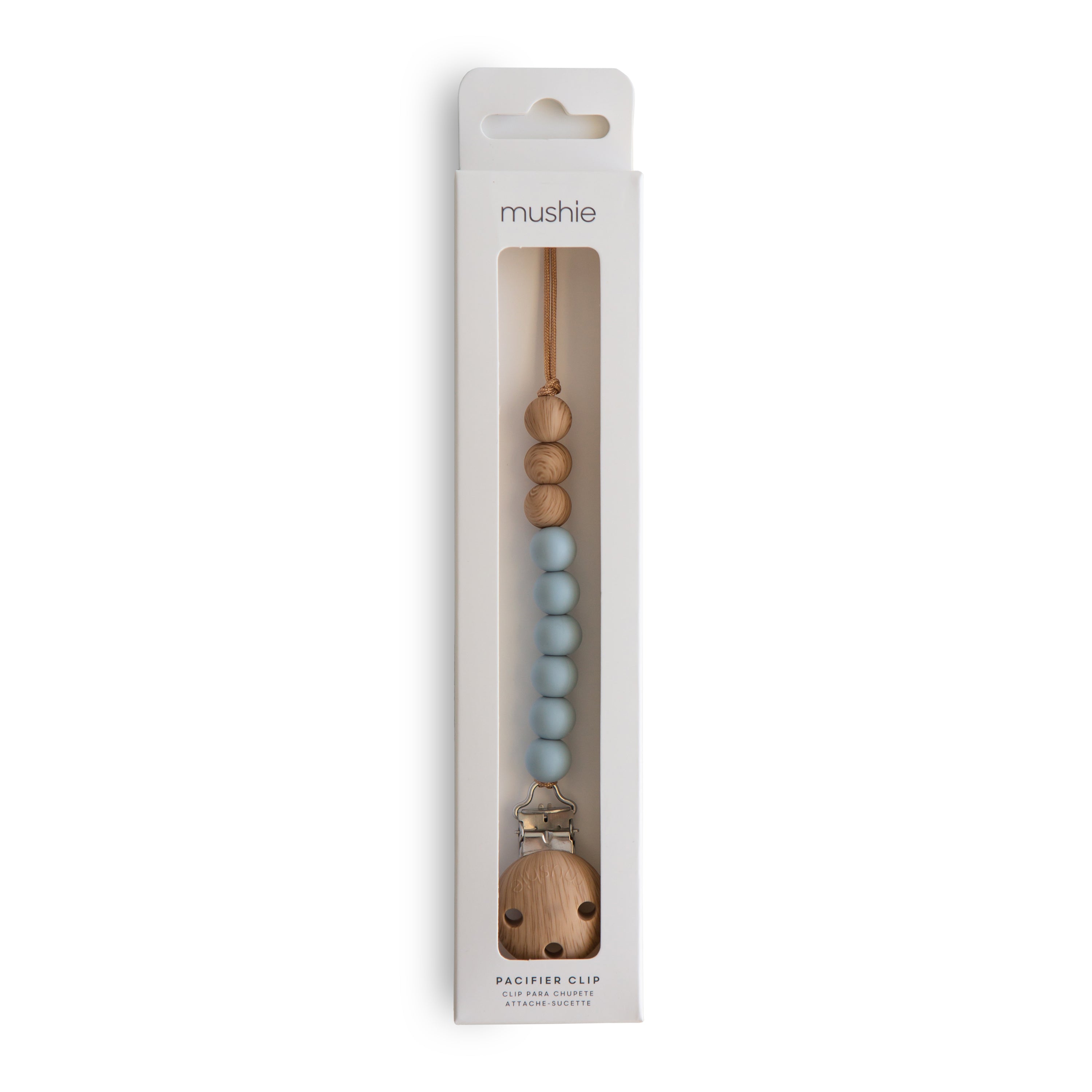 Mushie pacifier clip Eva in Cloud in original packaging
