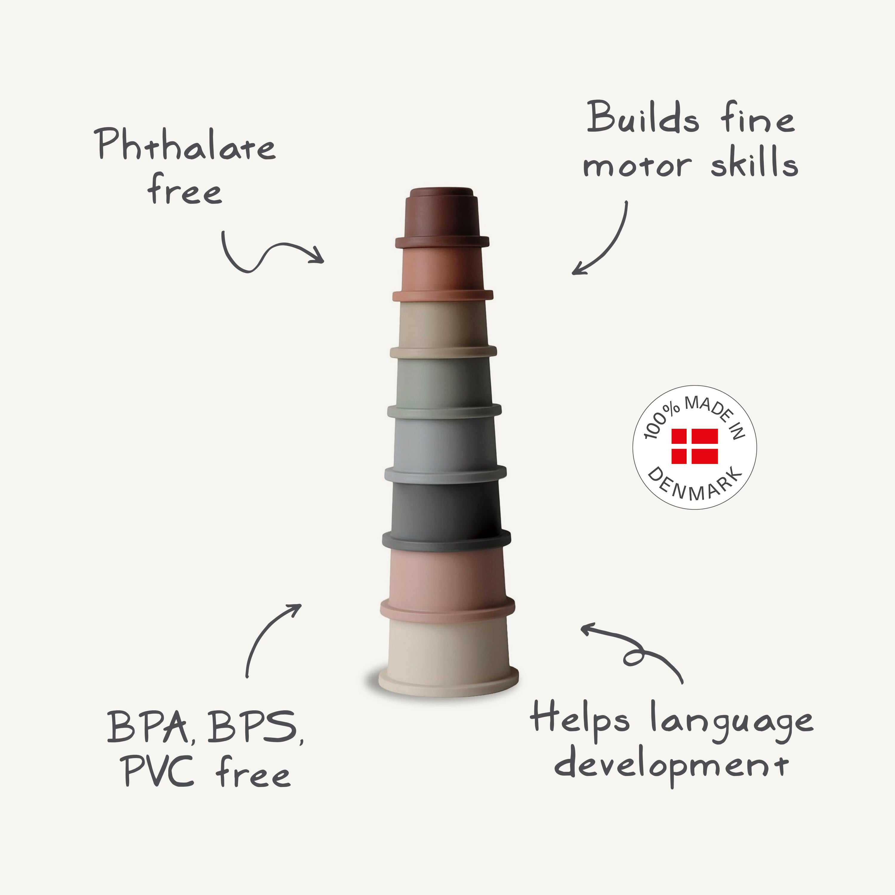 Graphic of Mushie stacking cups in Original