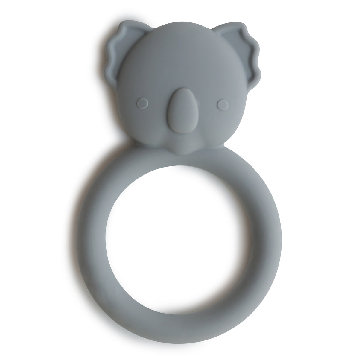 Front view of a Mushie silicone teether in Koala on a white background