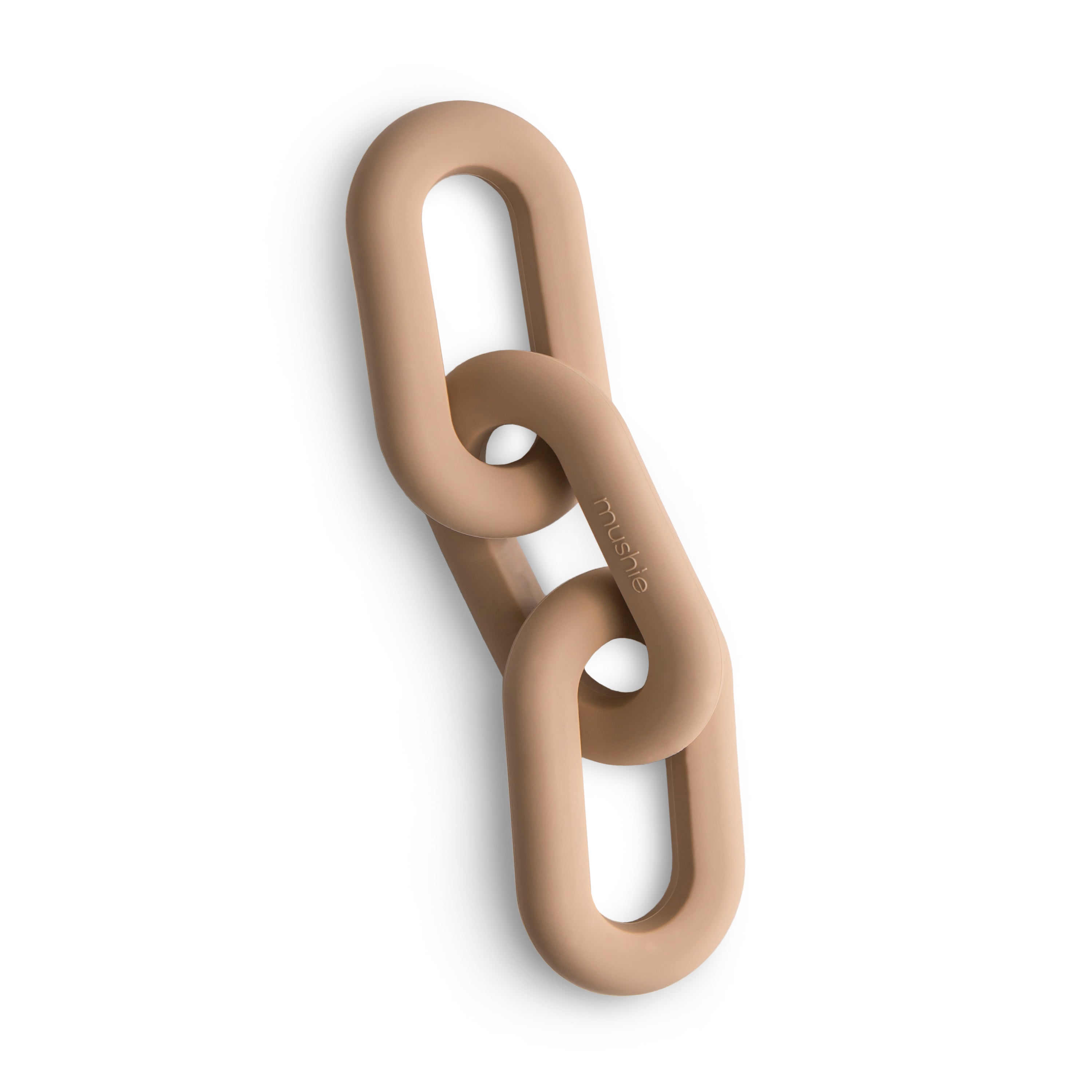 Mushie links teether in Natural on a white background