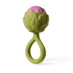 Oli&Carol Artichoke baby rattle toy in natural rubber on a white background
