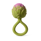 Oli&Carol Artichoke baby rattle toy in natural rubber on a white background