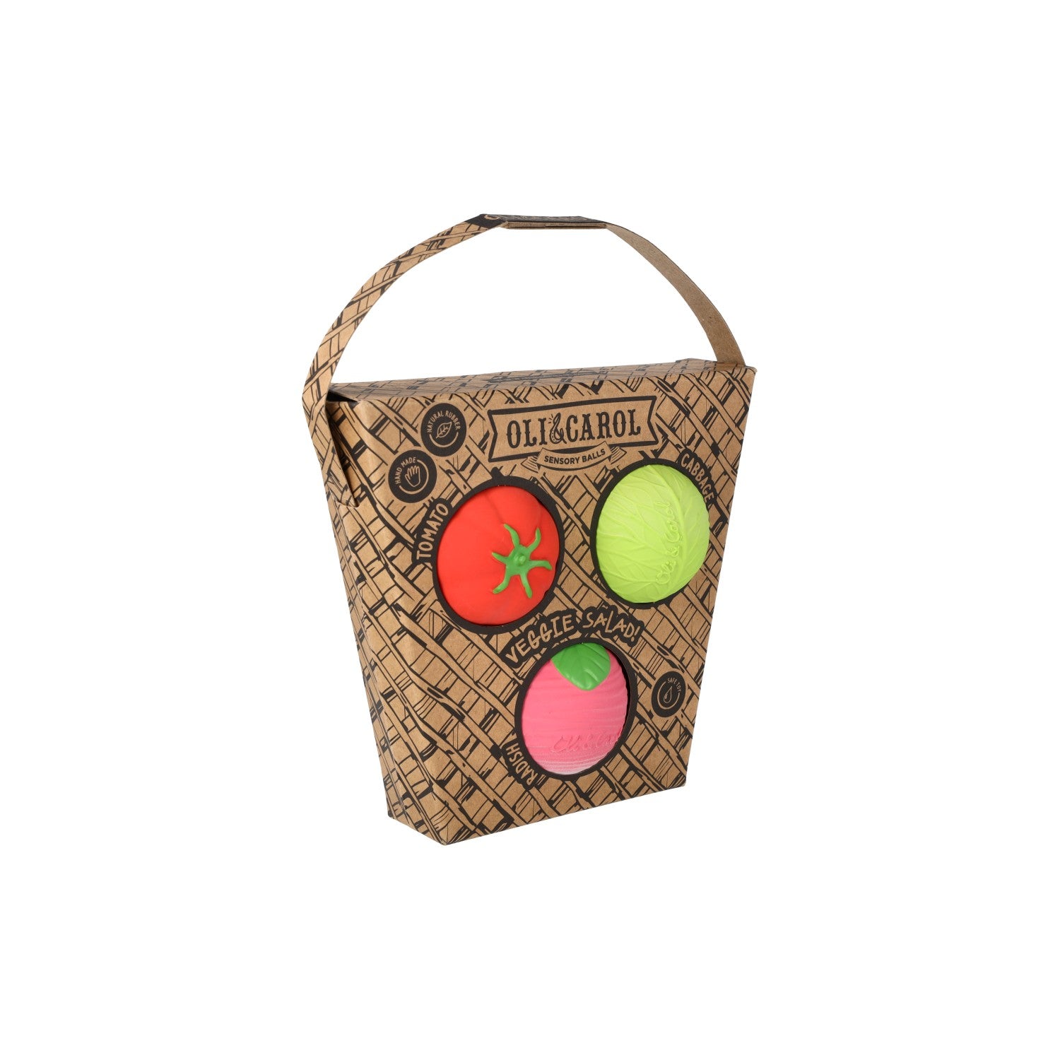 Oli&Carol Veggie Soup sensory balls set on a white background