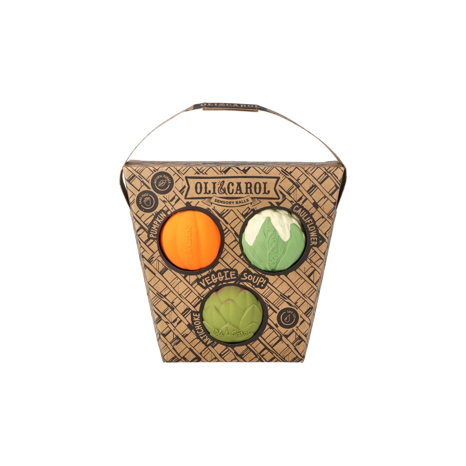 Oli & Carol Veggie Soup sensory balls set in original packaging on a white background