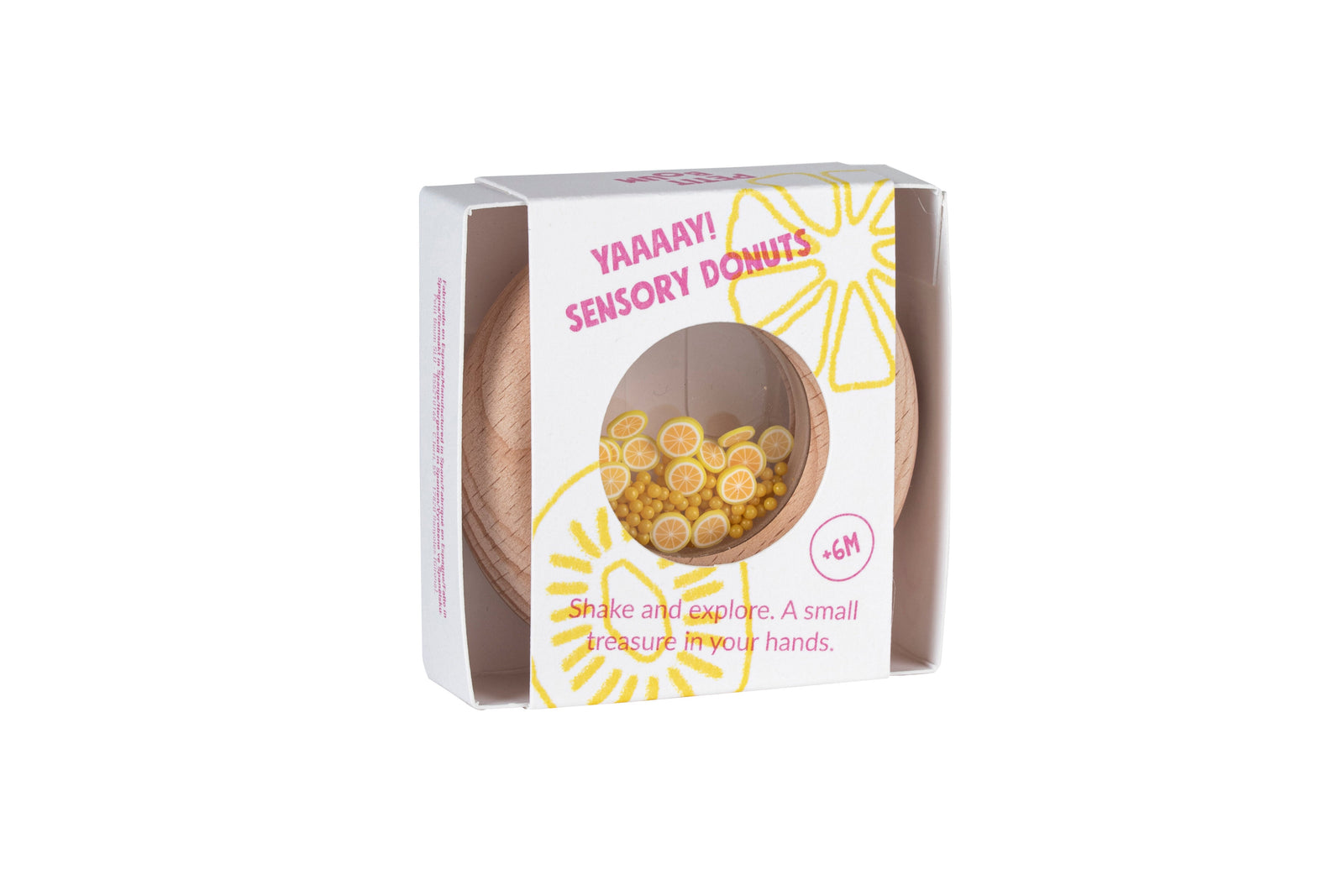 Petit Boum sensory donut lemons displayed with original packaging