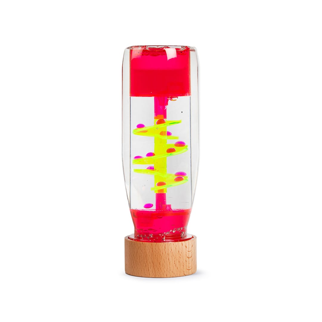 Petit Boum Spiral pink sensory bottle, front view